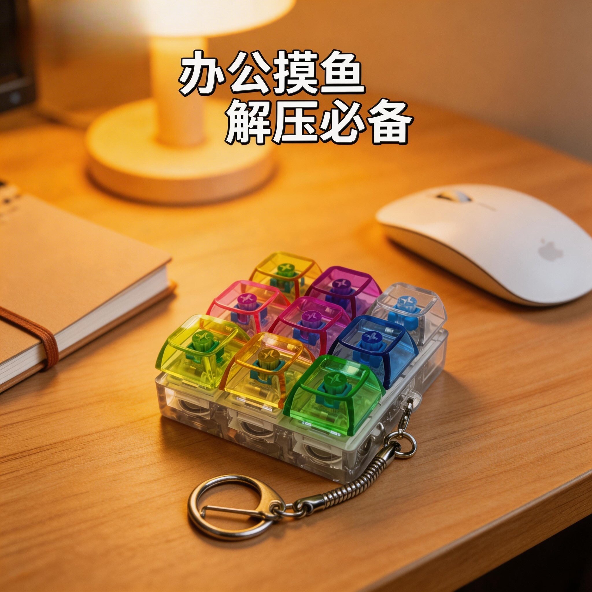 九宫格解压神器透明彩色发光挂件创意减压玩具机械按键钥匙扣键盘