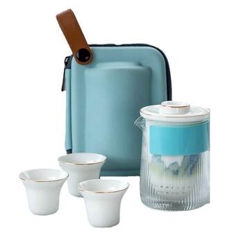 Factory direct sales qianshan travel tea set mutton fat jade white porcelain quick cup ceramic complete set of gifts portable custom logo