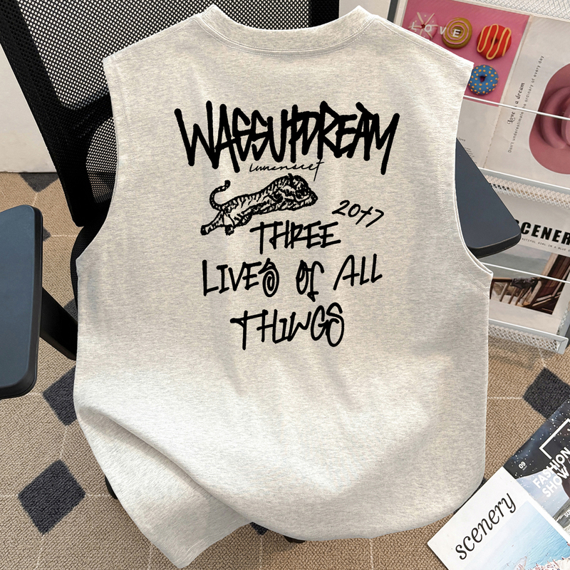 Wassup Cool American-Style Versatile Sleeveless T-Shirt for Men and Women, New Summer Loose Sports Casual Top, Trendy Brand Wassup Cool American-Style Versatile Sleeveless T-Shirt for Men and Women, New Summer Loose Sports Casual Top, Trendy Brand