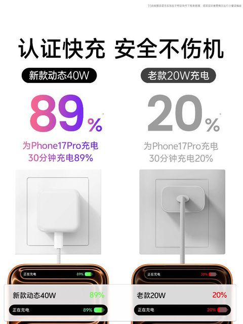 [Sf Express Flash Delivery] [Official 40W Dynamic Fast Charging] Suitable for Apple 17 Charger Original 40W Genuine iPhone 17 Pro Max Phone Charging Head 17 Air Fast Charging 16 Tablet 60W