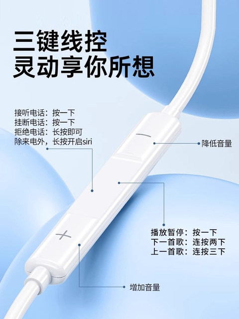 Original In-Ear Wired Headphones with Type-C Interface and Round Hole, Suitable for Apple, Vivo, Huawei, Oppo, and Xiaomi Models