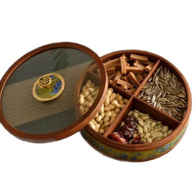 2025 Zaosheng Takako Dried Fruit Box New Light Luxury Solid Wood Landscape High-End Covered Compartment Storage Candy Snack Home