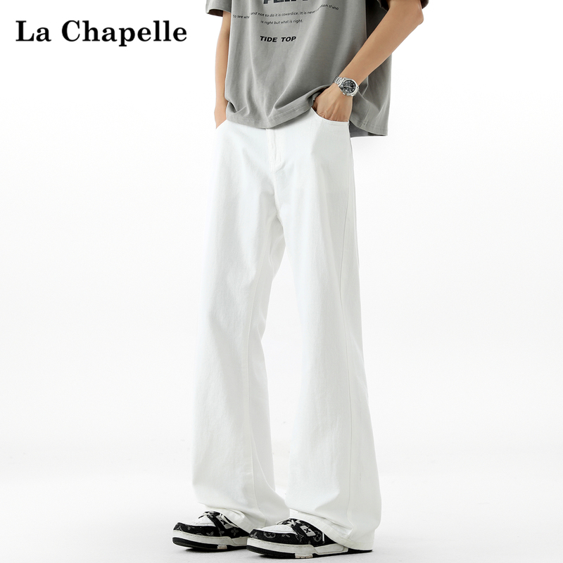 La Chapelle Cleanfit White Flared Jeans for Men 2026 Summer New Loose Straight Long Pants