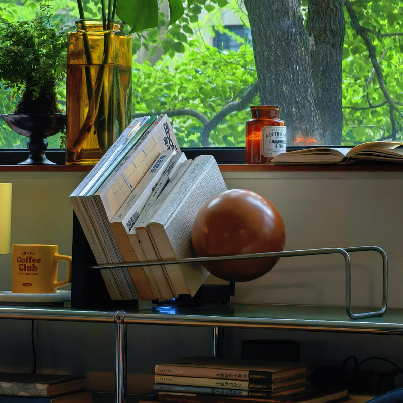 Wooden Ball Magazine Rack Medieval Bookshelf Bauhaus Vinyl Record Rack Ball Book Stand Gudo Luck Design Store