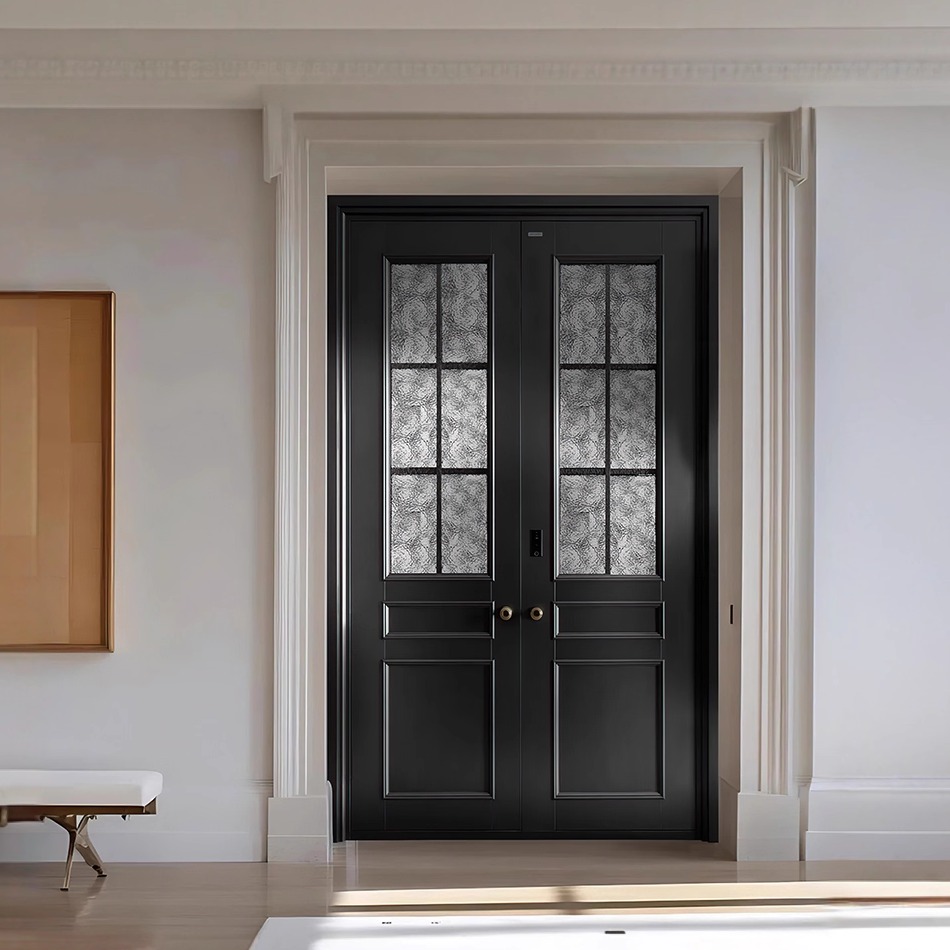 欧式入户门别墅大门农村自建房大门防盗法式玻璃子母进户双开铸铝