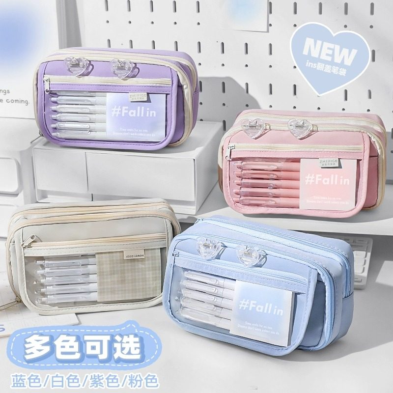 ins Glacier Blue! 9-Layer Large-Capacity Pencil Case for Girls, 2026 Super Popular New Model, High-Value Stationery Box for Boys, Elementary School Students, Middle School Students, Simple Pencil Case for Girls, Unique and Non-Repetitive Stationery Bag