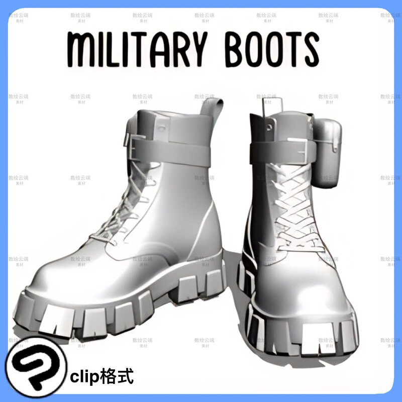 Clip Format Csp Model Csp Military-Style Prada Boots 3D Model Boot Model Cp321 Clip Format Csp Model Csp Military-Style Prada Boots 3D Model Boot Model Cp321