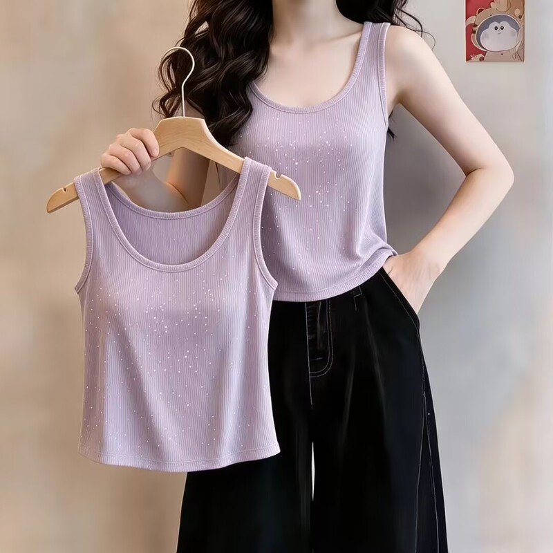 "Xilaichuan" Sequined Camisole with Chest Pads for Women, Summer Outerwear or Inner Layer, 2026 New Style Sleeveless Top "Xilaichuan" Sequined Camisole with Chest Pads for Women, Summer Outerwear or Inner Layer, 2026 New Style Sleeveless Top