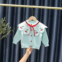 Childrens baby cardigan 2021 autumn new girl thin sweater sweet sweater sweater coat Foreign