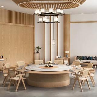 Nueva mesa redonda grande eléctrica de estilo chino, mesa de comedor y silla de madera maciza, combinación de cama y desayuno, mesa de comedor de color registro, mesa de comedor de hotel