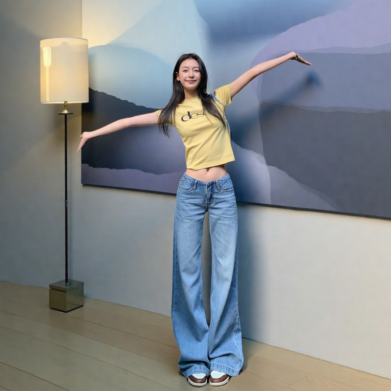 Korean Style Low-Waisted Straight-Leg Jeans for Women, Summer Thin Lyocell 2026 New Model, Petite and Slimming Korean Style Low-Waisted Straight-Leg Jeans for Women, Summer Thin Lyocell 2026 New Model, Petite and Slimming