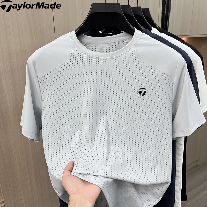 Taylormade Taylormade Golf Men's Short-Sleeve T-Shirt Solid Color Round Neck Breathable Quick-Drying Sports Top for Men