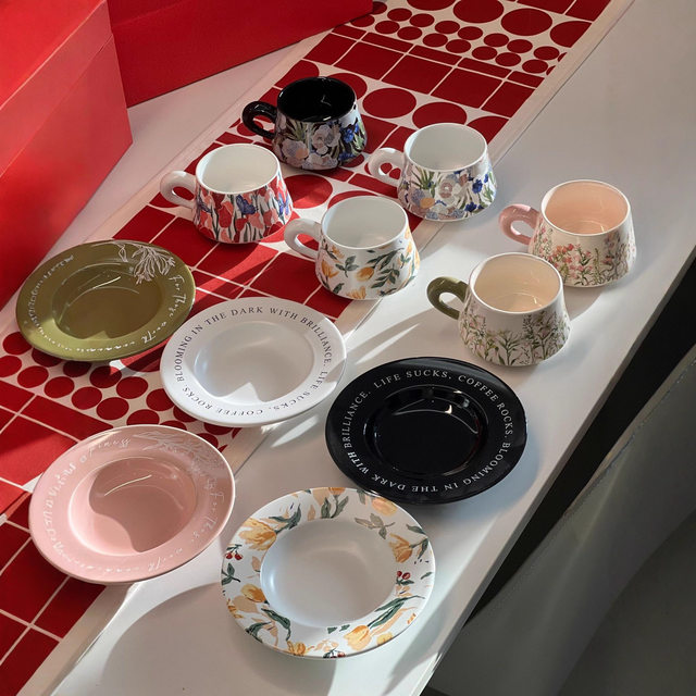 French-Style Fresh and Simple Couple's Matching Cup Gift Box Set, Household Ceramic Coffee Cups, Birthday, Newlywed, Wedding Souvenir Gift