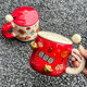 Red Festive Magnetic Ingot Mug New Year Gift for Girls to Give to Best Friends Ceramic Water Cup Souvenir Cup for Men