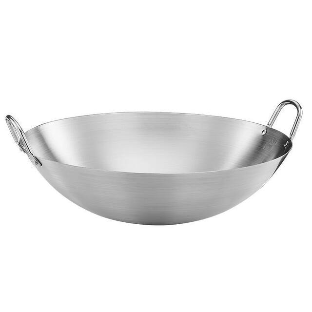 Stainless Steel Large Pot, Thickened with Double Handles, Rust-Proof, Non-Stick, Suitable for Gas Stoves, Restaurant-Grade Stainless Steel Wok for Commercial Use