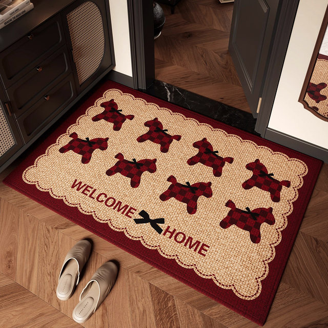 Red Year of the Horse Loop Pile Doormat, Stain-Resistant and Easy to Maintain, Entrance Mat, Outdoor Front Door Non-Slip Mat
