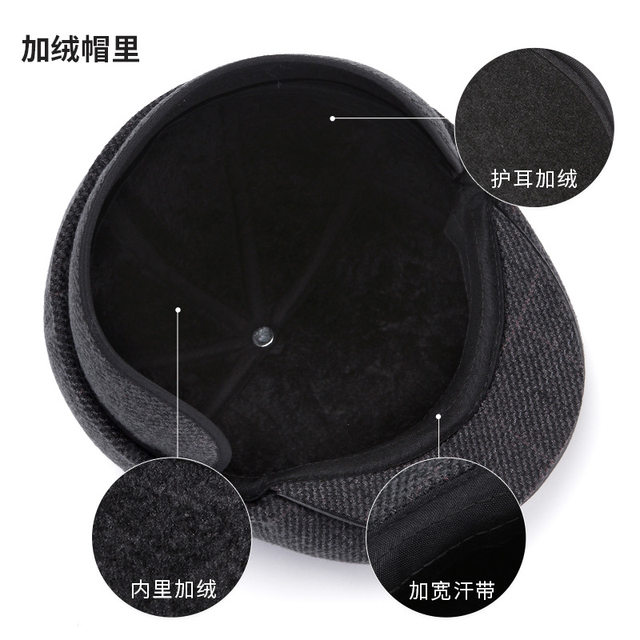 Hats for Middle-Aged and Elderly Men, Winter Dad's Baseball Cap, Grandpa's Fleece-Lined Ear-Protecting Warm Hat, Elderly Winter Cotton Hat