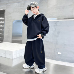 Boys' Spring and Autumn Outfit 2025 New Autumn Sweatshirt for Older Children Boys' Autumn Casual Pants Two-Piece Set Trendy