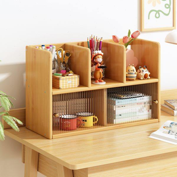 Small desktop bookshelves shelf household simple children's desk storage cabinet non-solid wood new dustproof storage cabinet