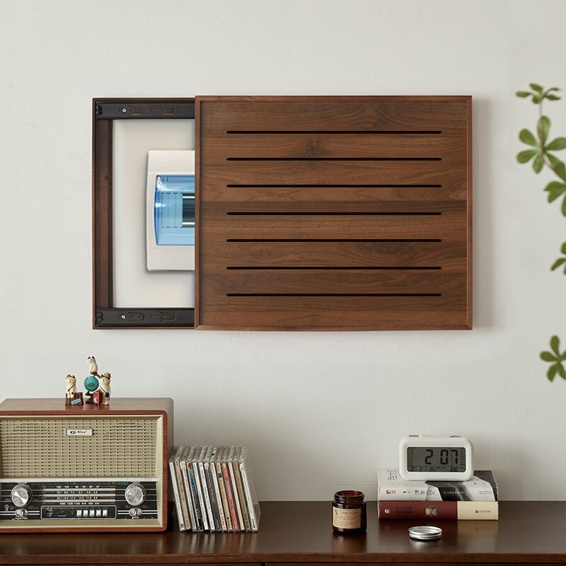 Black Walnut Solid Wood Weak Current Box Blocking Decorative Cover Meter Box Painting Multimedia Network Cable Box Blocking Box Without Punching