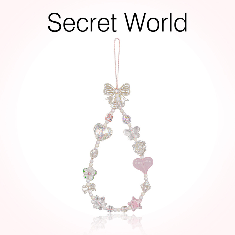 Secretworld Mobile Phone Chain with White Bow and Rose Lanyard ins Wrist Pendant with Pearl Short Hanging Ornament for Women