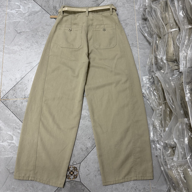 6628 Casual Pants Wide-Leg Pants Straight-Leg Mint Green Thin Cotton Ykk Zipper with Belt 6628 Casual Pants Wide-Leg Pants Straight-Leg Mint Green Thin Cotton Ykk Zipper with Belt