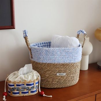Lazy style home multi-function storage basket japanese straw weaving large capacity storage basket household ins style new