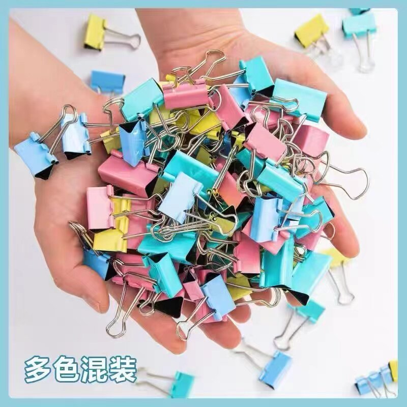 Macaron-Colored Long-Tail Clips, Office Stationery, File Folders, Book Clips, Multi-Color Mixed Pack, High Aesthetic Value