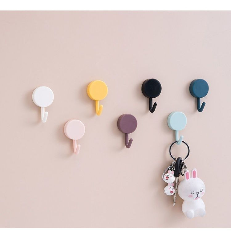 Macaron Hooks with Strong Adhesive, Candy-Colored Small Hooks, Cute and Luxurious Sticky Hooks, Traceless Strong Plastic Hooks