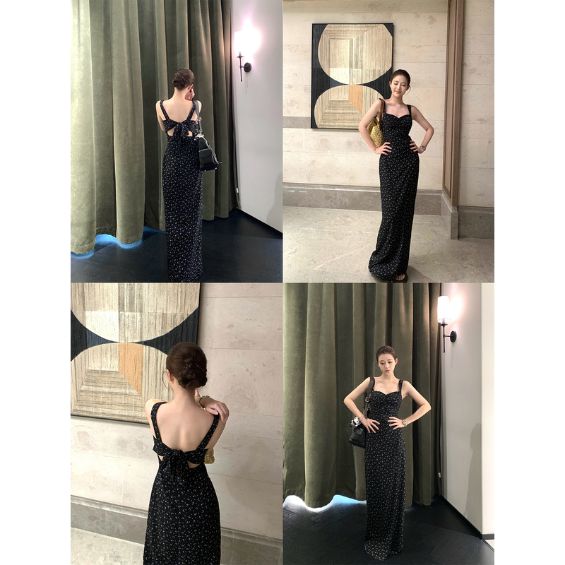 Genuinejoy Qingye Manhua 2.0 Hollow Lace-Up High Waist Ankle-Length Long Slip Dress