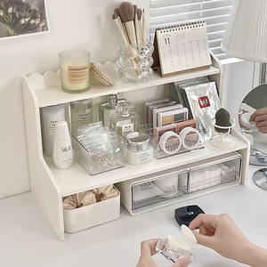 Ins Dormitory Desktop Double-Layer Storage Box Office Workstation Heightening Shelf Student Desk Organizer Storage Rack