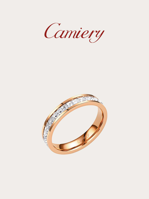 Camiery Gypsophila Ring for Women, Niche Design, Love Series, 18K Rose Gold, Full Diamond Couple Rings, Matching Rings
