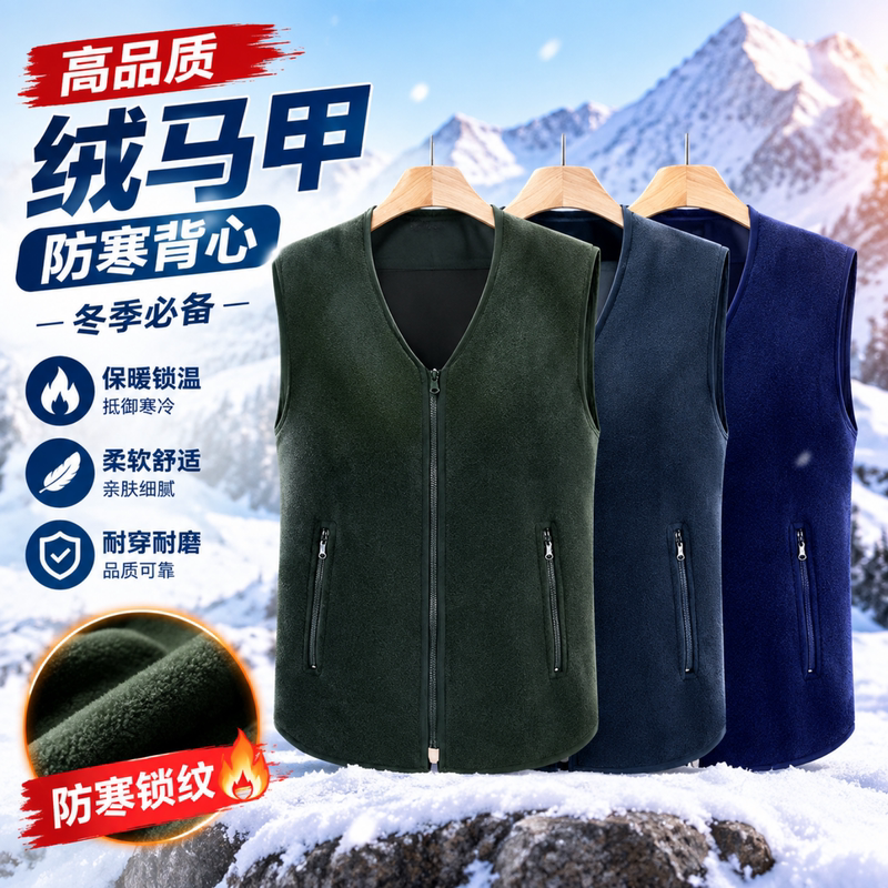 Standard Fleece Vest, Navy Blue Fleece Vest, Zippered Fleece Vest, Warm Vest, Polar Fleece, Thickened for Winter, Cold-Proof Standard Fleece Vest, Navy Blue Fleece Vest, Zippered Fleece Vest, Warm Vest, Polar Fleece, Thickened for Winter, Cold-Proof