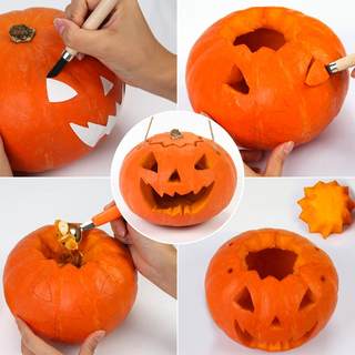 Halloween homemade pumpkin lantern diy hand-carved fresh real pumpkin children's making small pumpkin material tools