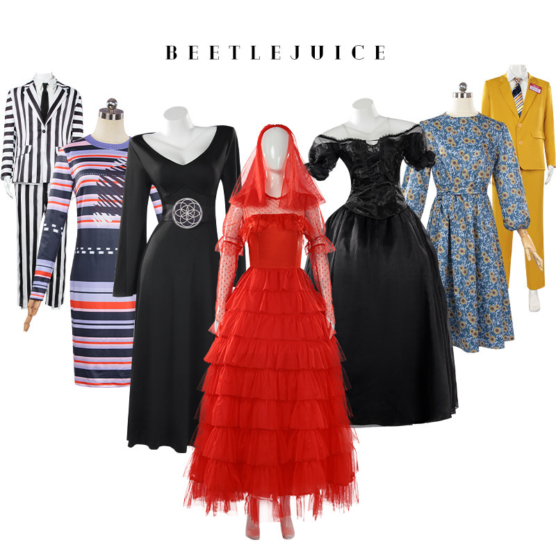 Costume Master 2 Cosplay Michael Keaton Beetle Wedding Dress Striped Cosplay Dress Halloween Party