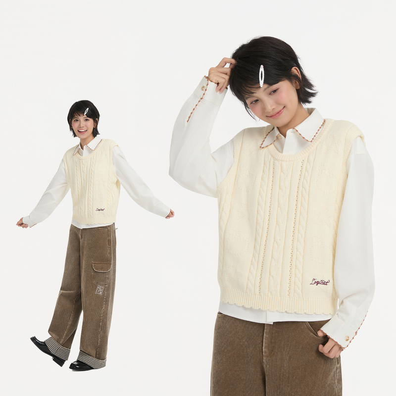 Logicat Knitted Vest 2026 Autumn and Winter New Style Layered Versatile Casual Sleeveless Sweater Vest