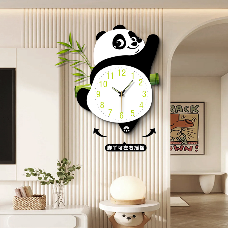 Panda Luminous Swinging Wall Clock Living Room Clock 2026 New Model Wall Lamp Modern Dining Room Sofa Background Clock Wall-Mounted Panda Luminous Swinging Wall Clock Living Room Clock 2026 New Model Wall Lamp Modern Dining Room Sofa Background Clock Wall-Mounted