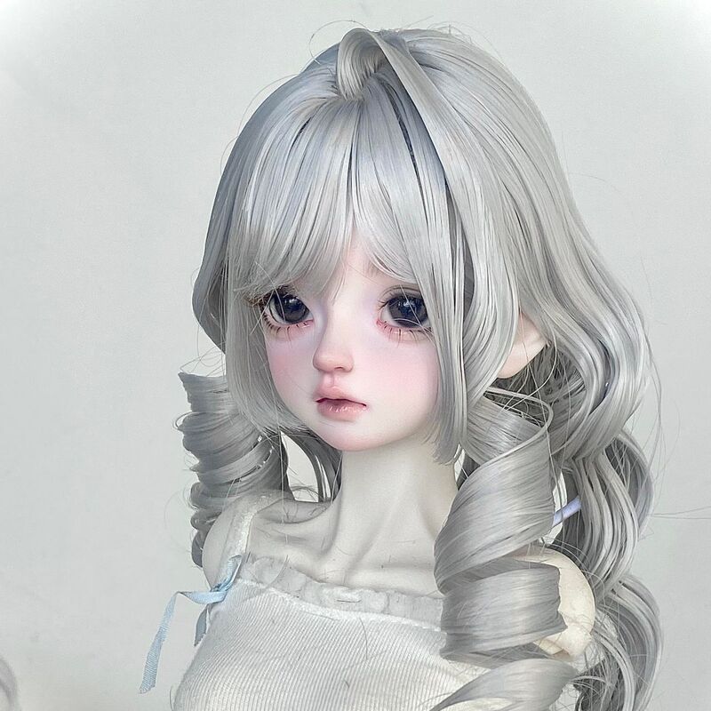 Bjd Doll Wig, Silver Long Curly Hair, Water Wave Bangs, 3/4/6 Inch Raw Synthetic Hair, Can Be Styled by Hand Bjd Doll Wig, Silver Long Curly Hair, Water Wave Bangs, 3/4/6 Inch Raw Synthetic Hair, Can Be Styled by Hand