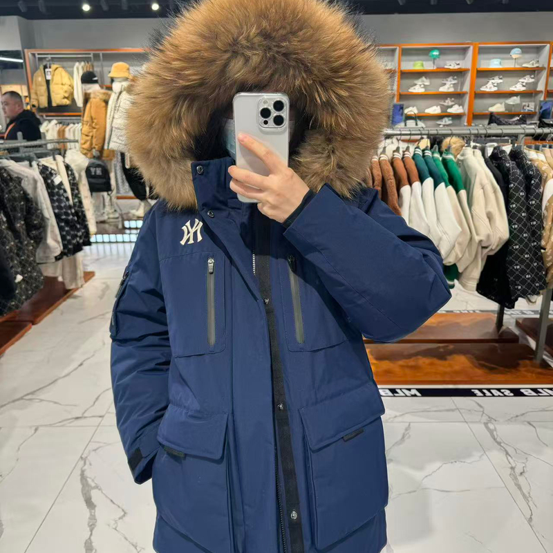 Korean Purchasing Agent Mlb down Jacket Ny Mid-Length Unisex Warm Goose down Hooded Workwear Coat down Jacket Korean Purchasing Agent Mlb down Jacket Ny Mid-Length Unisex Warm Goose down Hooded Workwear Coat down Jacket