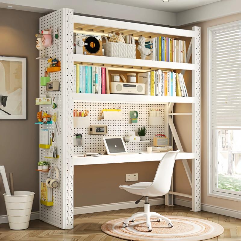 Bookshelf desk integrated shelf computer desk liftable e-sports desk student with hole plate storage rack workbench