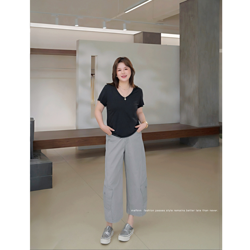 Jojo's Private Clothing | Washed and Distressed Large Size Pants, Summer Wide-Leg Cropped Casual Pants for Women Mk14987 Jojo's Private Clothing | Washed and Distressed Large Size Pants, Summer Wide-Leg Cropped Casual Pants for Women Mk14987