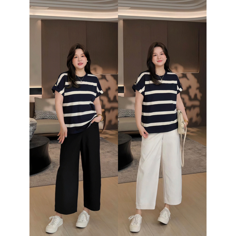 Jojo's Private Clothing | Precision Flat-Stitching Plus-Size Women's Slimming Striped Summer Short-Sleeve T-Shirt Women's Top Mk14448 Jojo's Private Clothing | Precision Flat-Stitching Plus-Size Women's Slimming Striped Summer Short-Sleeve T-Shirt Women's Top Mk14448