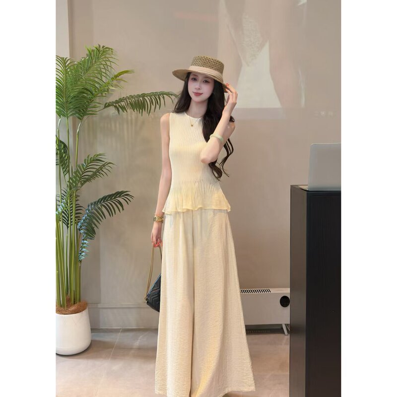 Yuanliansu/Round Face-Friendly [in the Name of Yan] Elegant and Mature Style Versatile Round-Neck Sleeveless Vest Top