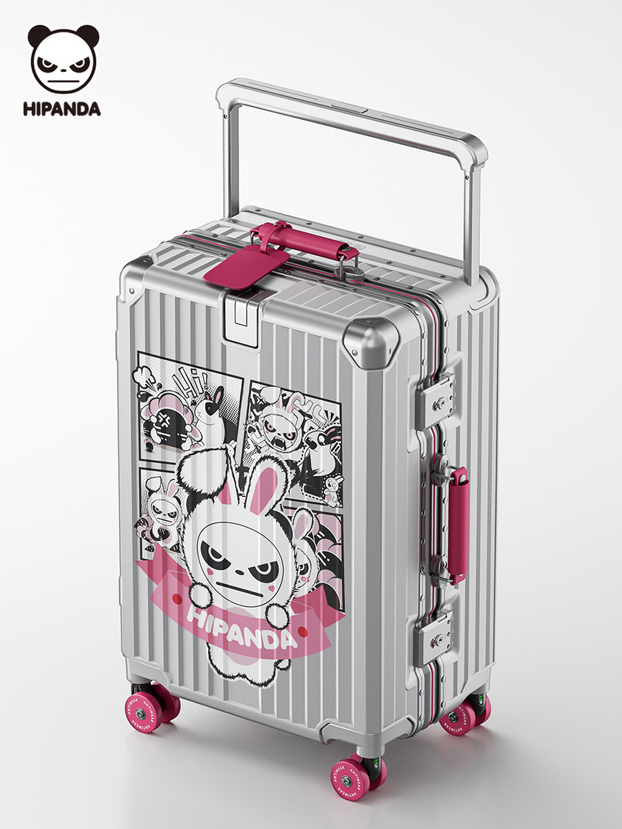 Hipanda aluminum frame luggage, cute graffiti trolley case, 20-inch carry-on, free shipping, 24-inch travel luggage.