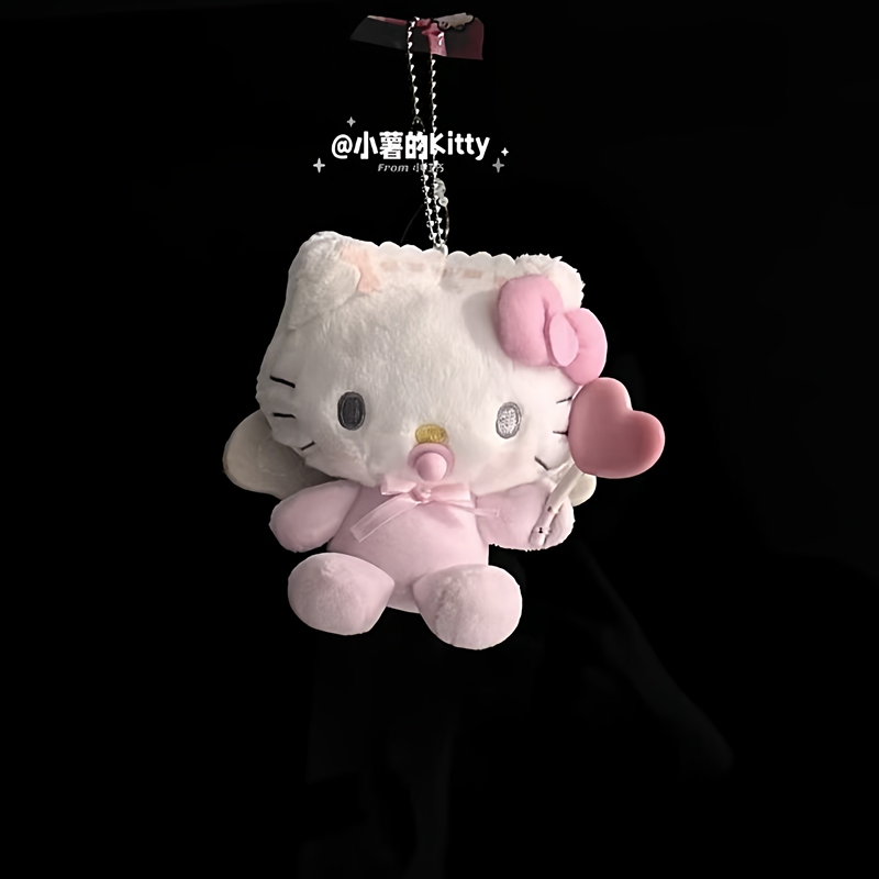 Pacifier Angel Hello Kitty Bag Pendant Cute Girl Backpack Decoration Plush Doll Toy Accessory