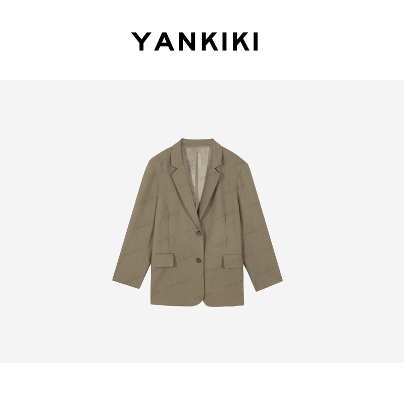 Coffee Green Suit Jacket Yankiki 2026 Autum New Product New