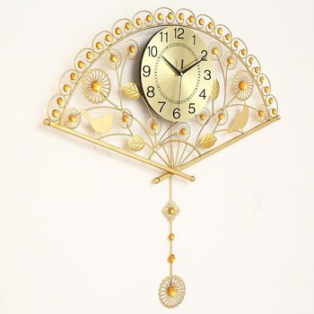 Living room wall wall decoration pendant decorative wall chinese wall clock decoration restaurant bedroom wall decoration fan-shaped hanging watch