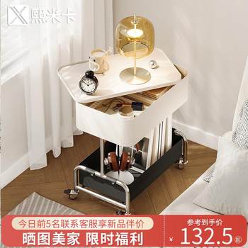 Movable bedside rack bedroom small bedside table 2024 new light luxury high-end home storage side table