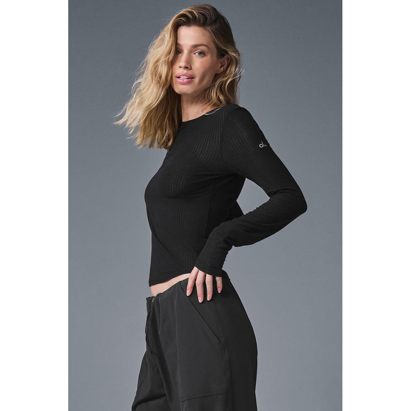 Al Ribbed Sea Coast Long Sleeve Ribbed Stretch Long-Sleeved Top for Women, Comfortable and Versatile T-Shirt Al Ribbed Sea Coast Long Sleeve Ribbed Stretch Long-Sleeved Top for Women, Comfortable and Versatile T-Shirt