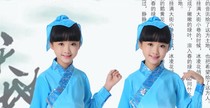 Male and female students three-character headgear childrens performance ancient costume Chinese headscarf disciples collective performance